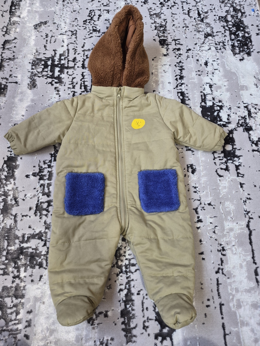 Bobo Choses Khaki Baby Shepra Organic Cotton Snowsuit / Coverall 3-6 m New